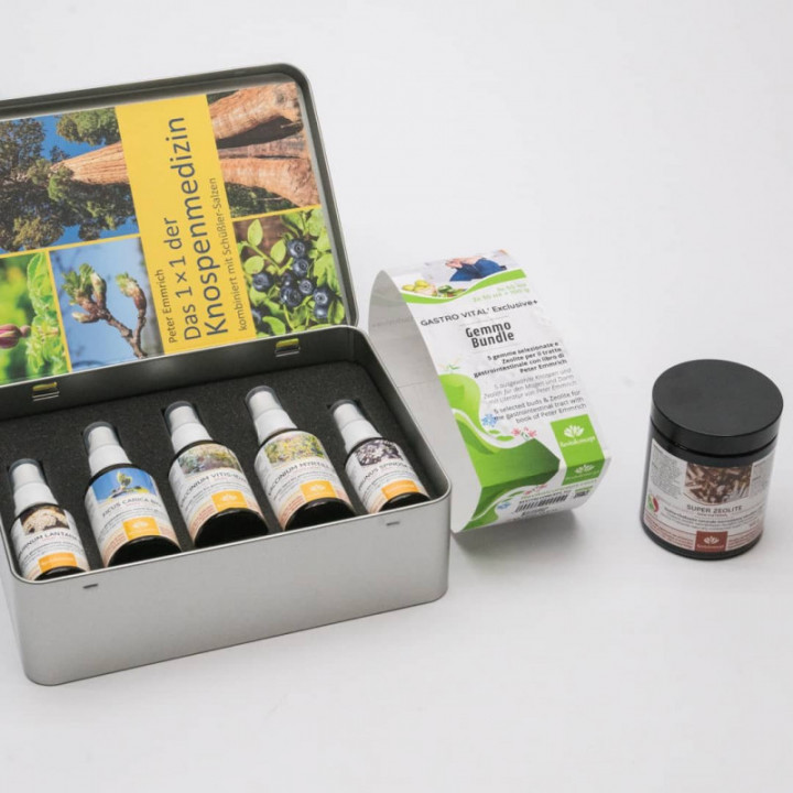 GASTRO VITAL Gemmo Bundle | Gemme selezionate con Zeolite per il tratto gastrointestinale con libri del Dr. Peter Emmrich