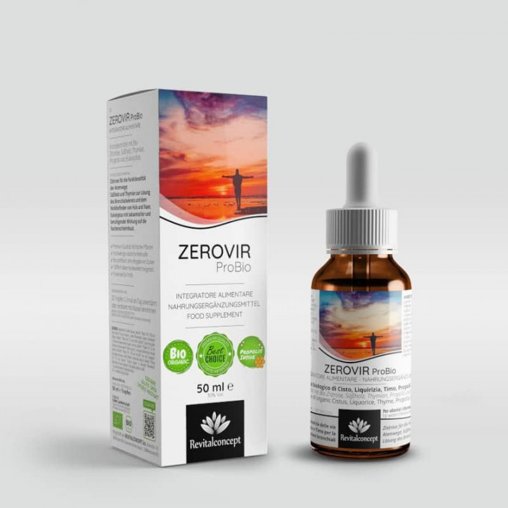 ZEROVIR ProBio | Komplexmittel mit Bio Zistrose, Süßholz, Thymian, Propolis und Eukalyptus Tropfen o. Spray