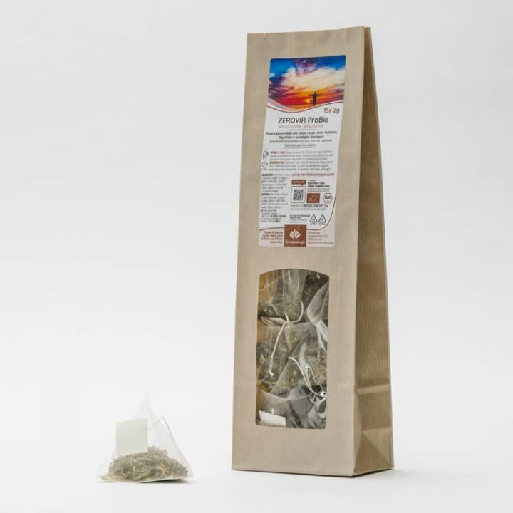 ZEROVIR ProBio tisane piramidali con cisto rosso, timo capitato, liquirizia e eucalipto biologico